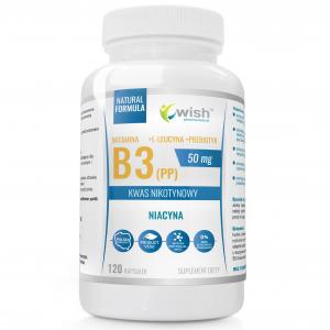 Niacyna Witamina B3 (PP) 50mg Kwas Nikotynowy+ Prebiotyk 120 kapsułek Produkt Vege 