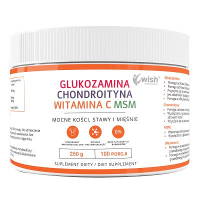 Glukozamina Chondroityna MSM Witamina C 250 g Stawy, Kości, Mięśnie