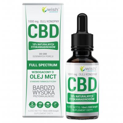 OLEJ KONOPNY CBD 10% 1000mg FULL SPECTRUM + MCT 10ml CERTYFIKOWANY