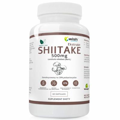 Grzyby SHIITAKE 500mg Ekstrakt 30% ODPORNOŚĆ stres Vege 60 kapsułek