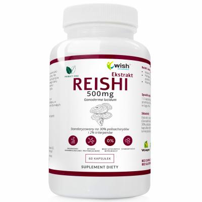 Grzyby REISHI 500mg Ekstrakt 30% GRZYBKI ODPORNOŚĆ Vege 60 kapsułek