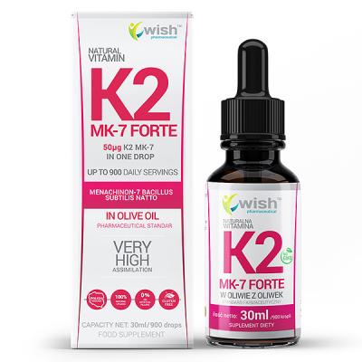 Naturalna Witamina K2 MK-7 z Natto Forte w Płynie Krople 30ml Dla Wegan