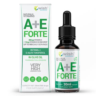 Naturalna Witamina A+E Forte w Płynie Krople 30ml dla Wegan