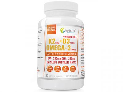 Witamina K2 MK-7 + D3 50mcg 2000IU+ OMEGA-3 Vit E 90 Kapsułek Miękkich