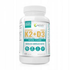 Naturalna Witamina K2 MK-7 z Natto 100mcg + D3 2000IU 50mcg 120 Tabletek