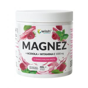 Malina-Mięta MAGNEZ w proszku 400g WITAMINA C stres zmęczenie cytrynian