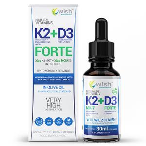 Naturalna Witamina K2 MK-7 + D3 Forte 2000IU w Płynie Krople 30ml